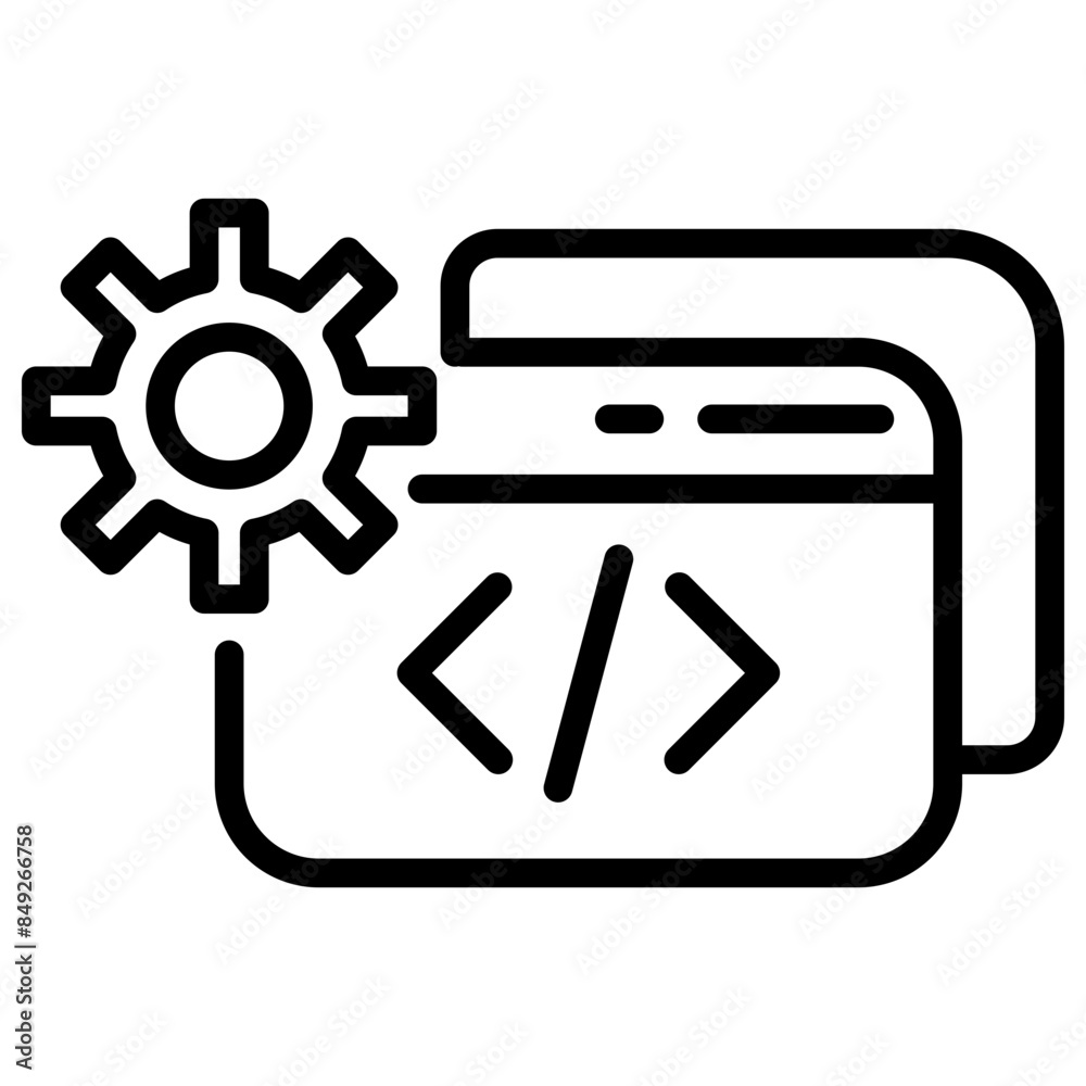 Wall mural programmer code line icon