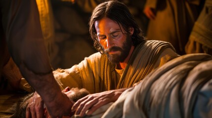 Obraz premium Jesus' Miraculous Healing With Compassion