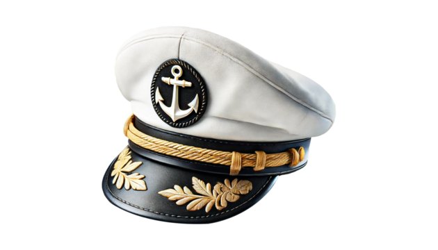 Captain hat isolated on transparent or white background