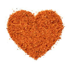 Mixture from Mexican seasoning made from chili, lime and sea salt in heart shape isolated on white background close up © Picture Partners