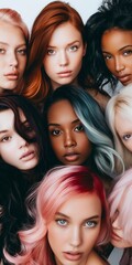 Fototapeta premium Fashionable women with stunning makeup and stylish hair, exuding beauty and glamour in a portrait.