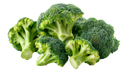 Pieces of fresh broccoli vegetable isolated on transparent background, PNG