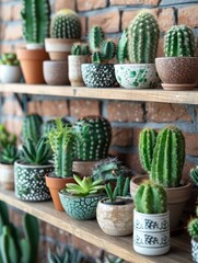Assorted Cactus and Succulent Plants in Diverse Pots