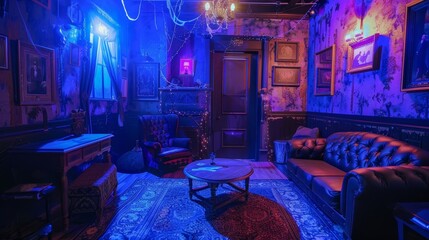 Eerie Haunted House Escape Room with Spooky Atmosphere and Clue-Searching Adventure