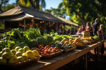 Bangalow Market Vibrant colors, fresh food., generative IA