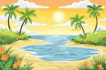 Obraz premium Beach Sunset Sky Background, Sunrise cloud Orange, Yellow, Pink in morning Summer, sunny Autumn,Nature landscape Background.
