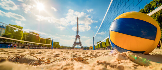 volleyball in olympic Paris concept banner background