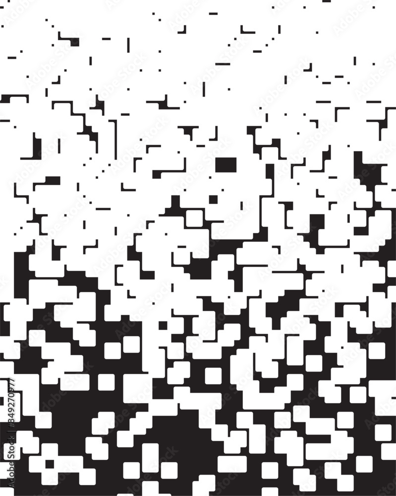 Poster black and white abstract pattern. pixelate gradient background. transition shape. vector format illu