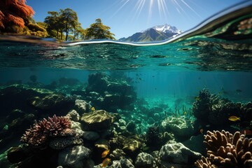 Exuberant marine life in the corals of Bora Bora., generative IA