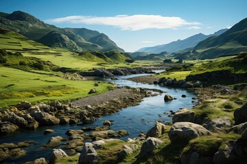 Panoramic view of breathtaking in Banks Peninsula, Christchurch., generative IA