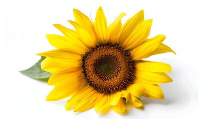 Fototapeta premium Vibrant Sunflower Blossom on White Background for Summer and Agricultural Themes