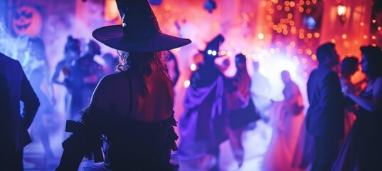 Spooky Halloween Dance Party with Elaborate Costumes and Eerie Decorations for Energetic Celebrations