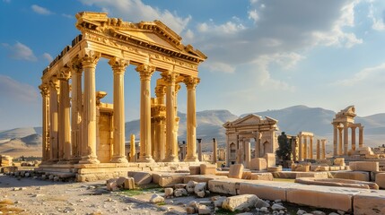 Obraz premium Majestic Ancient Ruins Showcasing the Resilience of Human Civilization Across Changing Landscapes