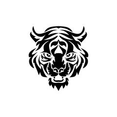 The tiger icon is black on a white background.	