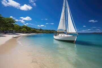 Obraz premium Four Mile Beach White sands and crystal clear waters., generative IA