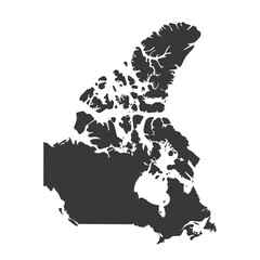 Vector isolated illustration icon of simplified political map Canada. Black silhouette. White background