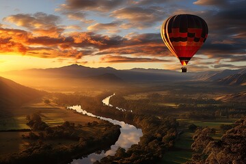 Stunning balloon scenario on Atherton Tablelands, Cairns, Australia., generative IA