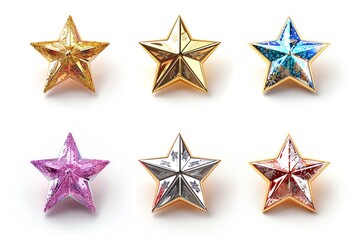 Obraz premium stars icon set, 3D render style, isolated on white or transparent background