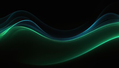 Fototapeta premium abstract vector wave lines flowing dynamic in blue green colors isolated on black background