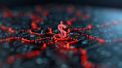 A minimalist graphic depicting a dollar sign emerging from a maze of financial charts and graphs, symbolizing the challenges and rewards of financial planning. The image is rendered with