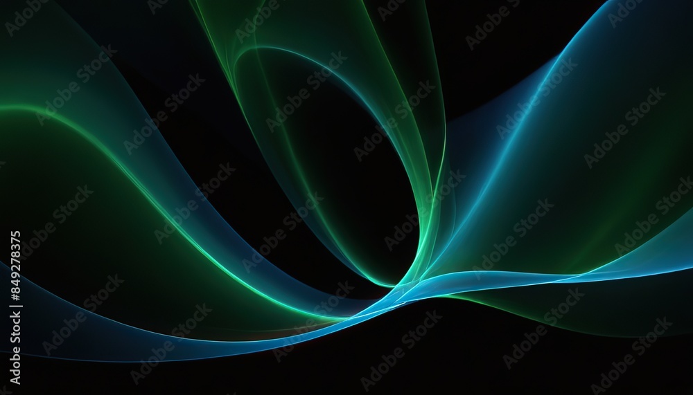 Canvas Prints abstract vector wave lines flowing dynamic in blue green colors isolated on black background