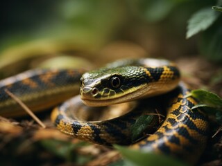 Fototapeta premium Closeup photo of a baby snake