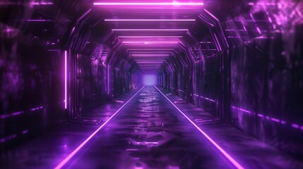 Illuminated Purple Light Tunnel.