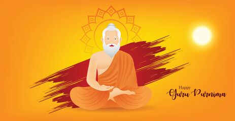 happy guru Purnima Indian Festival honoring of spiritual teacher vector poster