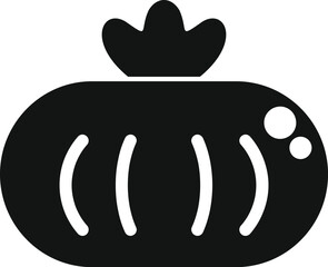 Simple black and white icon of a fresh tomato, perfect for representing healthy eating, gardening, or fresh produce