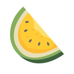 Yellow slice watermelon vector illustration, cut hybrid yellow water melon clip art image, isolated on white background
