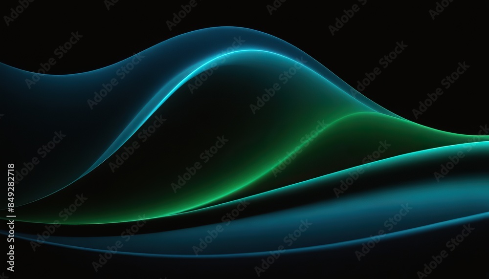 Wall mural abstract vector wave lines flowing dynamic in blue green colors isolated on black background