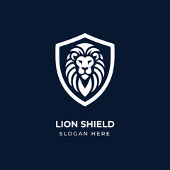 Lion with shield logo. Lion logo with simple and elegant style