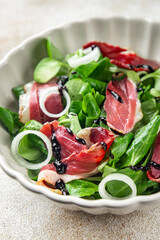 duck breast salad smoked duck meat magret natural fresh appetizer meal food snack on the table copy space food background