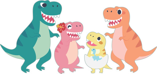 楽しい恐竜ファミリーのキャラクター