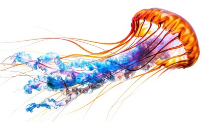 Jellyfish isolated white background
