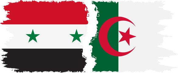 Algeria and Syria grunge flags connection vector