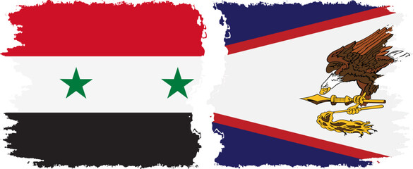 American Samoa and Syria grunge flags connection vector