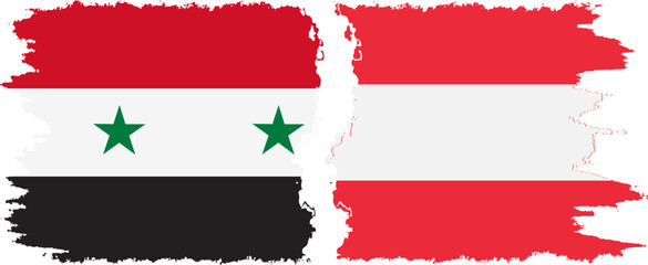 Austria and Syria grunge flags connection vector