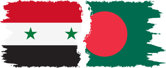Bangladesh and Syria grunge flags connection vector