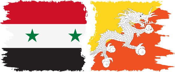 Bhutan and Syria grunge flags connection vector
