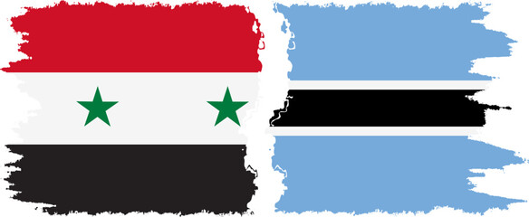 Botswana and Syria grunge flags connection vector