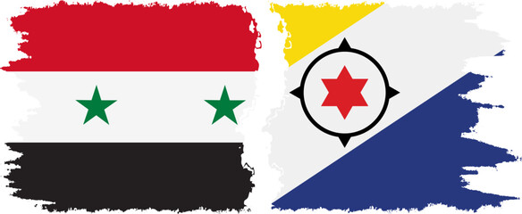 Bonaire and Syria grunge flags connection vector