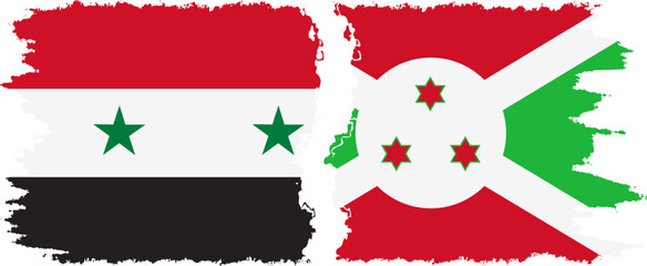Burundi and Syria grunge flags connection vector