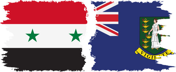 British Virgin Islands and Syria grunge flags connection vector