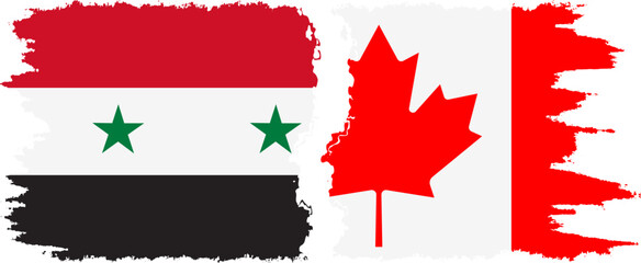 Canada and Syria grunge flags connection vector
