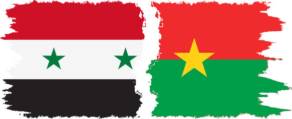 Burkina Faso and Syria grunge flags connection vector