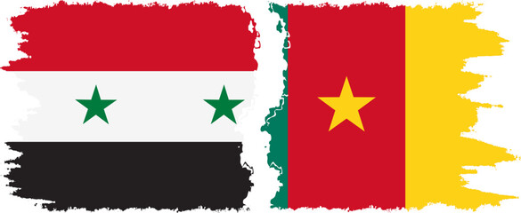 Cameroon and Syria grunge flags connection vector