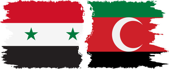 Darfur and Syria grunge flags connection vector