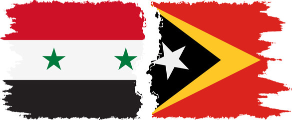 Timor-Leste - East Timor and Syria grunge flags connection vector