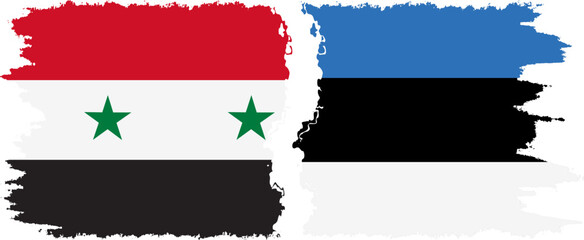Obraz premium Estonia and Syria grunge flags connection vector
